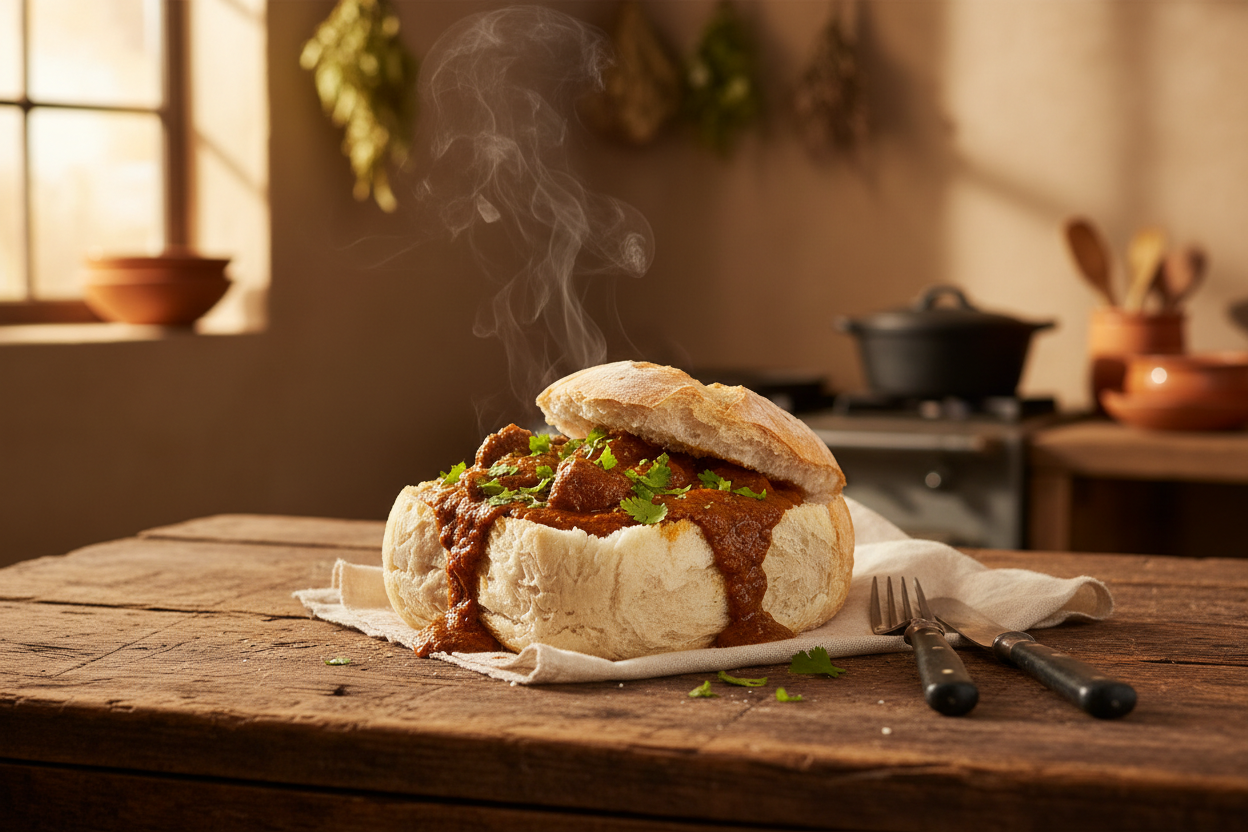 Gateway to the Karoo Bunny Chow — 'n Suid-Afrikaanse Gunsteling met 'n Plaassmaak / A South African Classic with a Farm Twist
